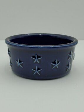 Longaberger Deep Blue Star Cutout Ceramic Bowl